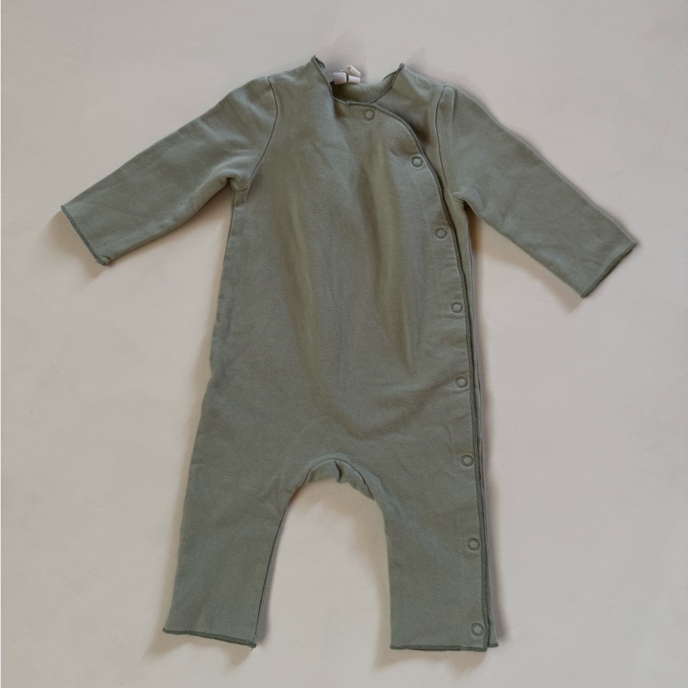 Gray Label Organic Cotton Baby Jumpsuit – Sage Green, 3–6 Months